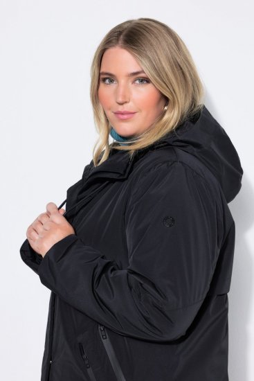 Ulla Popken 850774 Sobretudo técnico Preto - Casacos - Casacos de Mulher em Tamanhos Grandes