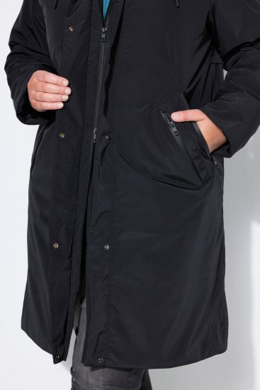 Ulla Popken 850774 Sobretudo técnico Preto - Casacos - Casacos de Mulher em Tamanhos Grandes