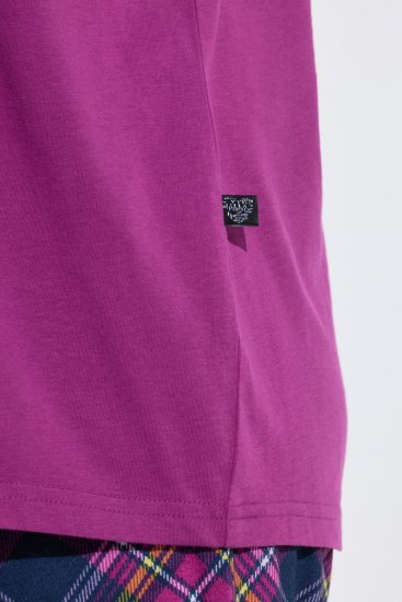 Ulla Popken 850864 Conjunto de pijama de 3 peças aos quadrados Violeta - Pijamas/Loungewear - 