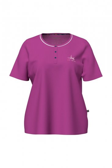 Ulla Popken 850864 Conjunto de pijama de 3 peças aos quadrados Violeta - Pijamas/Loungewear - 