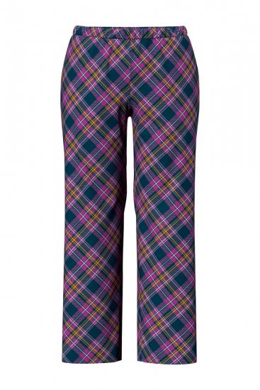 Ulla Popken 850864 Conjunto de pijama de 3 peças aos quadrados Violeta - Pijamas/Loungewear - 