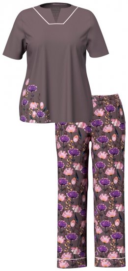 Ulla Popken 850903 Pijama com flores pack de 2 Castanho - Pijamas/Loungewear - 