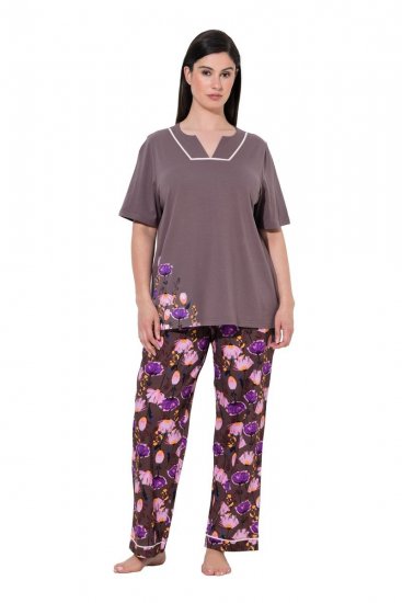 Ulla Popken 850903 Pijama com flores pack de 2 Castanho - Pijamas/Loungewear - 