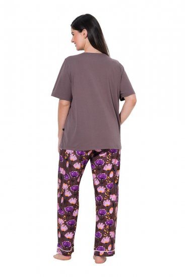 Ulla Popken 850903 Pijama com flores pack de 2 Castanho - Pijamas/Loungewear - 