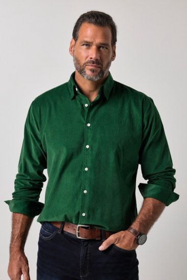 JP1880 850921 Camisa de bombazina de manga comprida Verde floresta TALL - TALL camisas - Camisas TALL para Homens Altos