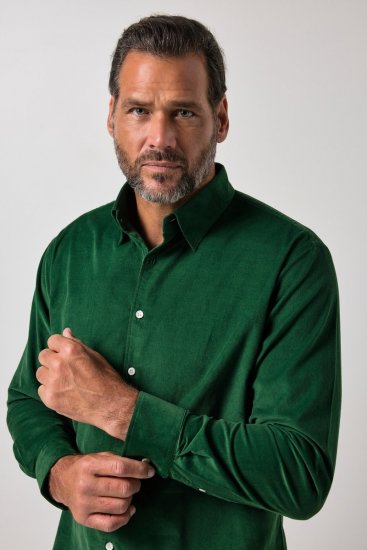 JP1880 850921 Camisa de bombazina de manga comprida Verde floresta TALL - TALL camisas - Camisas TALL para Homens Altos