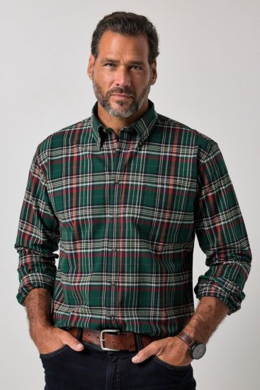JP1880 850923 Camisa aos quadrados de manga comprida Verde floresta TALL - TALL camisas - Camisas TALL para Homens Altos