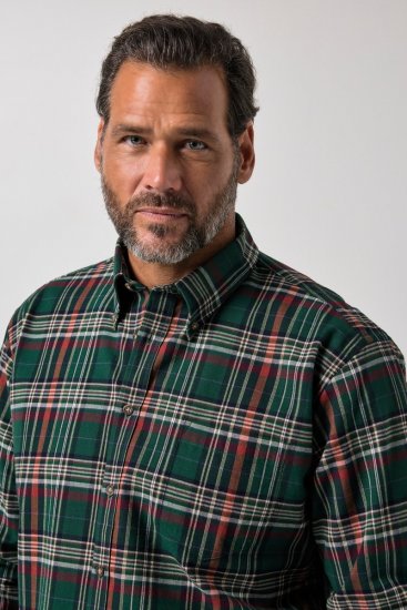 JP1880 850923 Camisa aos quadrados de manga comprida Verde floresta TALL - TALL camisas - Camisas TALL para Homens Altos