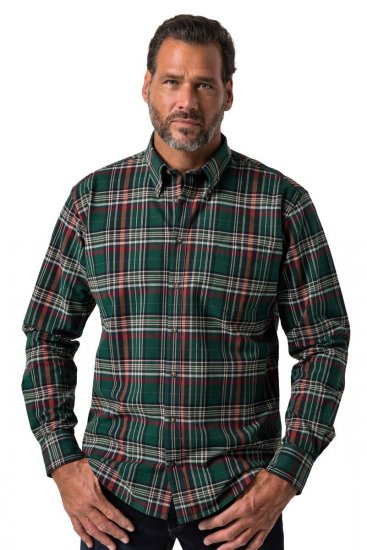 JP1880 850923 Camisa aos quadrados de manga comprida Verde floresta TALL - TALL camisas - Camisas TALL para Homens Altos