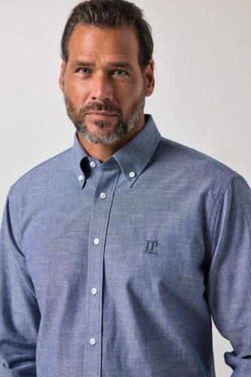 JP1880 850931 Camisa de chambray de manga comprida Azul ganga TALL - TALL camisas - Camisas TALL para Homens Altos