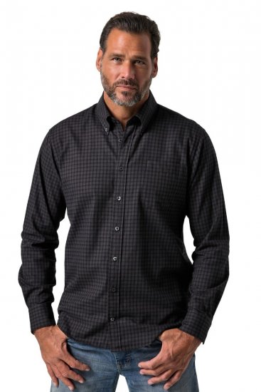 JP1880 850950 Camisa de flanela aos quadrados de manga comprida Preto TALL - TALL camisas - Camisas TALL para Homens Altos