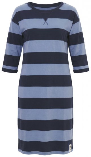 Ulla Popken 850958 Vestido de sweat às riscas com manga 3/4 Azul-marinho - Vestidos de moletom - 