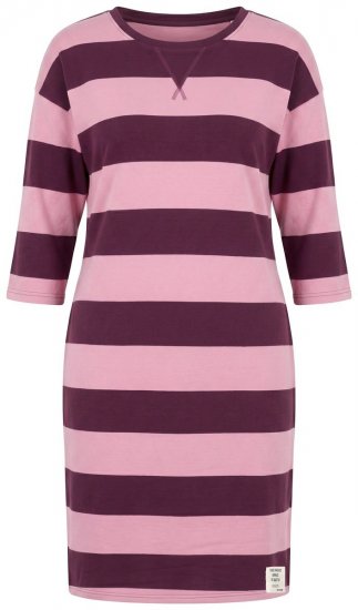 Ulla Popken 850958 Vestido de sweat às riscas com manga 3/4 Bordô - Vestidos de moletom - 