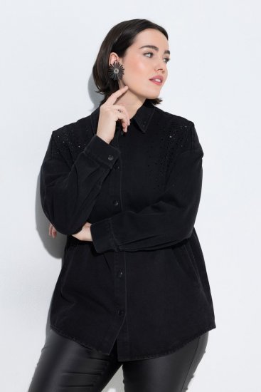 Ulla Popken 851036 Casaco de ganga Antracite - Jaquetas - Casacos plus size para mulher