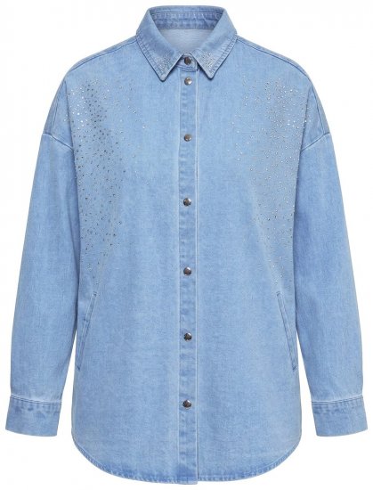 Ulla Popken 851036 Casaco de ganga Azul claro - Jaquetas - Casacos plus size para mulher