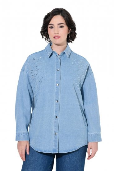 Ulla Popken 851036 Casaco de ganga Azul claro - Jaquetas - Casacos plus size para mulher