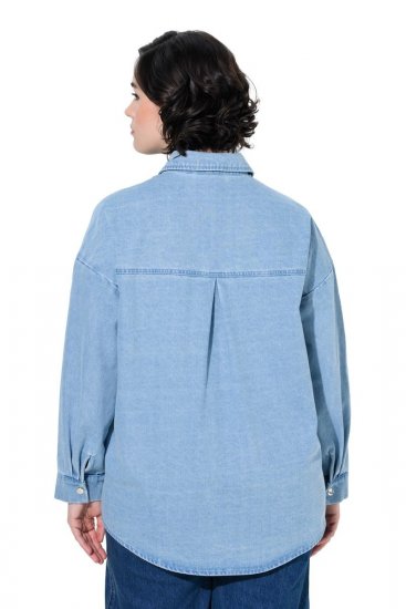 Ulla Popken 851036 Casaco de ganga Azul claro - Jaquetas - Casacos plus size para mulher
