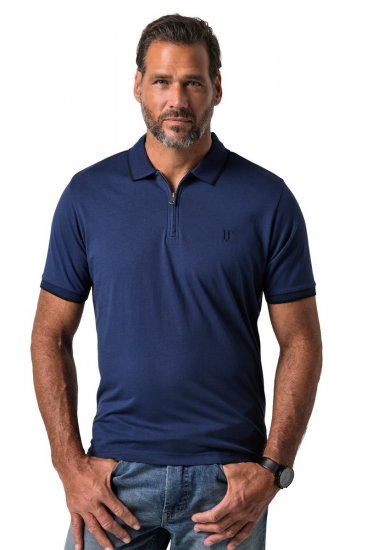 JP1880 851048 Polo com fecho Azul noite TALL - TALL pólos - Polos TALL para Homem Alto