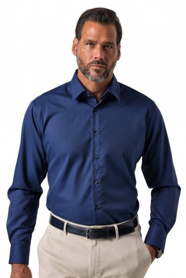 JP1880 851055 Camisa de vestir estampada sem engomar manga comprida Azul-marinho TALL - TALL camisas - Camisas TALL para Homens Altos