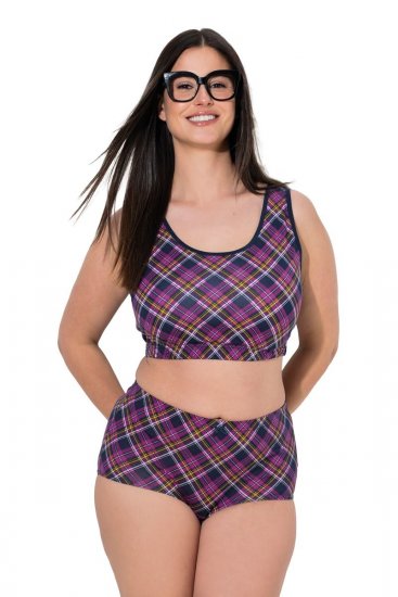 Ulla Popken 851071 Cuecas aos quadrados em algodão orgânico pack de 2 Violeta - Cuecas - 