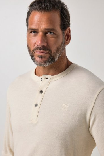 JP1880 851075 T-shirt henley de manga comprida Cinzento areia TALL - TALL T-shirts - T-Shirts para Homens Altos