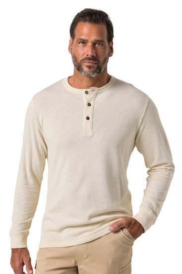 JP1880 851075 T-shirt henley de manga comprida Cinzento areia TALL - TALL T-shirts - T-Shirts para Homens Altos