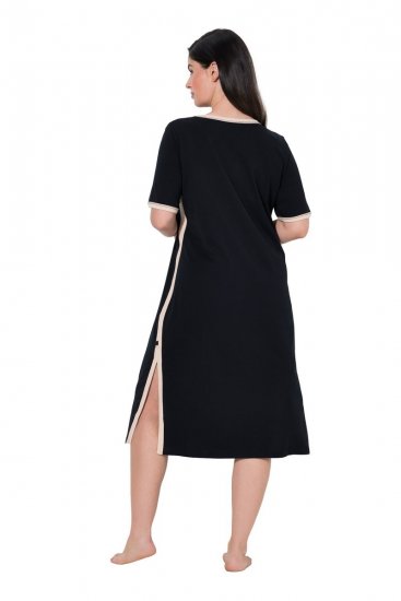 Ulla Popken 851237 Camisa de noite às riscas Preto - Camisas de noite - 