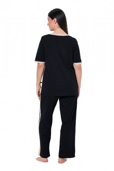 Ulla Popken 851245 Pijama às riscas Preto - Pijamas/Loungewear - 