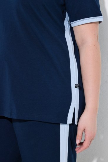 Ulla Popken 851245 Pijama às riscas Azul-marinho - Pijamas/Loungewear - 