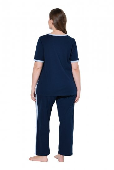 Ulla Popken 851245 Pijama às riscas Azul-marinho - Pijamas/Loungewear - 