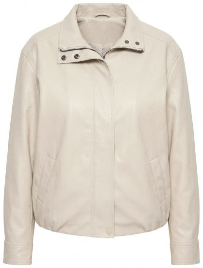 Ulla Popken 851329 Casaco biker efeito pele com fecho Taupe - Jaquetas - Casacos plus size para mulher