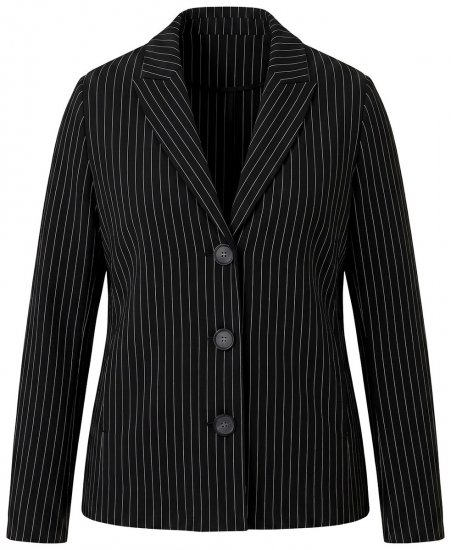 Ulla Popken 851341 Blazer elástico às riscas finas Preto - Blazers e Coletes - Blazers em Tamanhos Grandes