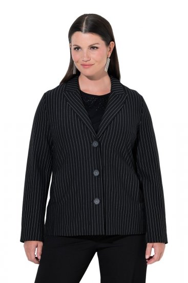 Ulla Popken 851341 Blazer elástico às riscas finas Preto - Blazers e Coletes - Blazers em Tamanhos Grandes
