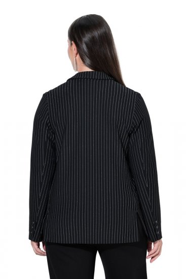 Ulla Popken 851341 Blazer elástico às riscas finas Preto - Blazers e Coletes - Blazers em Tamanhos Grandes