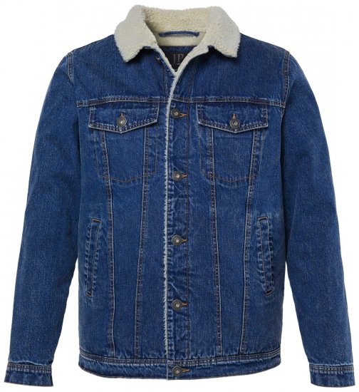 JP1880 851363 Casaco de ganga com forro teddy Azul ganga TALL - TALL casacos - Casacos TALL para homens altos