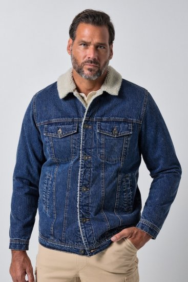 JP1880 851363 Casaco de ganga com forro teddy Azul ganga TALL - TALL casacos - Casacos TALL para homens altos