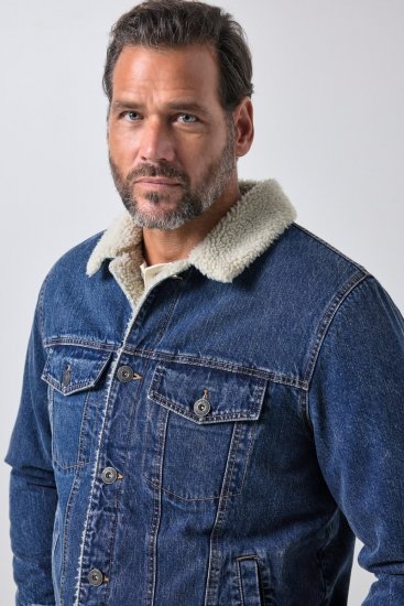 JP1880 851363 Casaco de ganga com forro teddy Azul ganga TALL - TALL casacos - Casacos TALL para homens altos