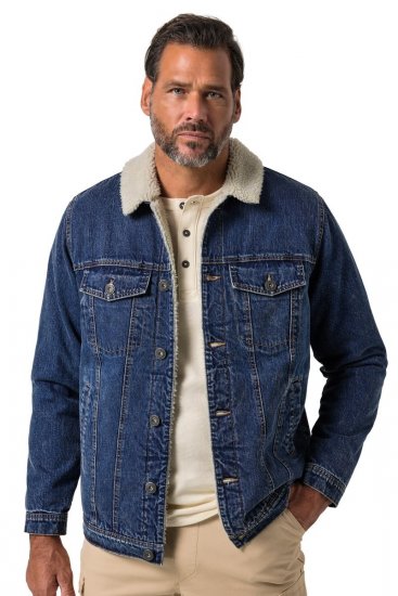 JP1880 851363 Casaco de ganga com forro teddy Azul ganga TALL - TALL casacos - Casacos TALL para homens altos