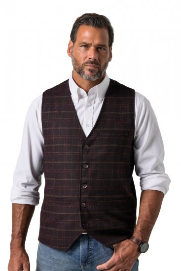 JP1880 851393 Colete de tweed aos quadrados Bordô - Fatos - Fatos de Homem Tamanhos Grandes