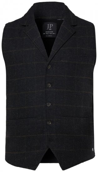 JP1880 851395 Colete de tweed aos quadrados com elasticidade Preto - Fatos - Fatos de Homem Tamanhos Grandes