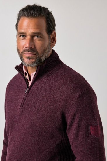 JP1880 851428 Camisola de malha com meio fecho Ameixa TALL - TALL camisolas - Sweatshirts TALL para Homem Alto