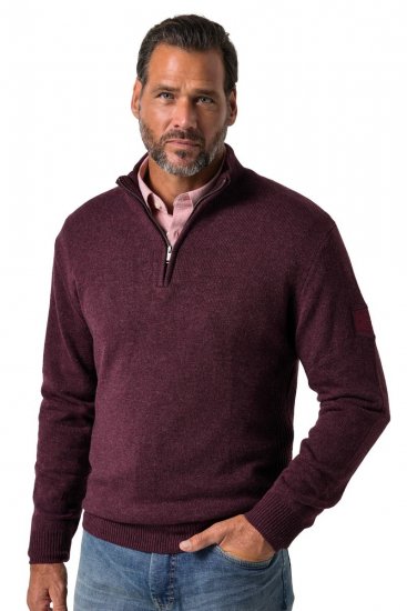 JP1880 851428 Camisola de malha com meio fecho Ameixa TALL - TALL camisolas - Sweatshirts TALL para Homem Alto