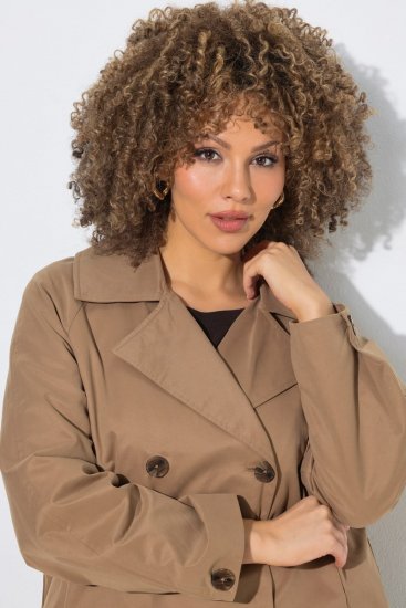 Ulla Popken 851435 Gabardina Castanho - Casacos - Casacos de Mulher em Tamanhos Grandes
