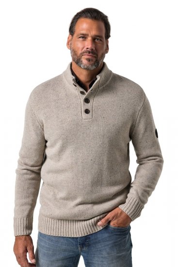 JP1880 851436 Camisola de malha com gola de botões Castanho noz TALL - TALL camisolas - Sweatshirts TALL para Homem Alto
