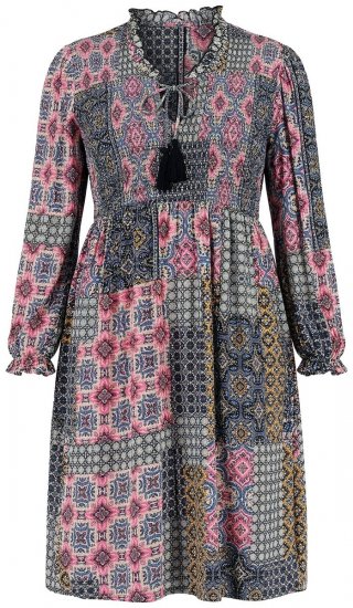 Ulla Popken 851546 Vestido midi estampado Amarelo mostarda - Vestidos midi - Vestidos Midi Tamanhos Grandes