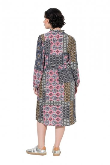 Ulla Popken 851546 Vestido midi estampado Amarelo mostarda - Vestidos midi - Vestidos Midi Tamanhos Grandes