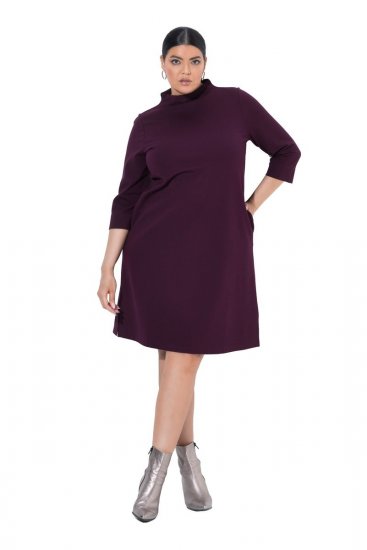 Ulla Popken 851664 Vestido de jersey com gola alta Ameixa - Vestidos - Vestidos para todos os tamanhos