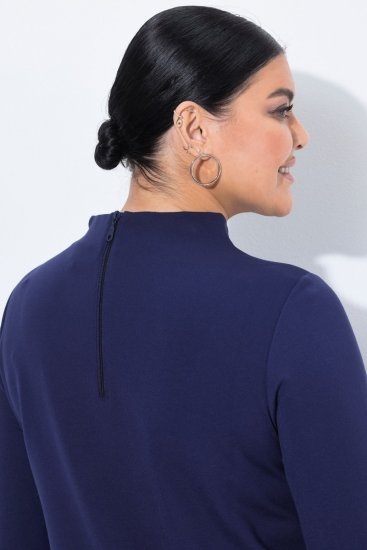 Ulla Popken 851664 Vestido de jersey evasê com bolsos Azul-marinho - Vestidos - Vestidos para todos os tamanhos