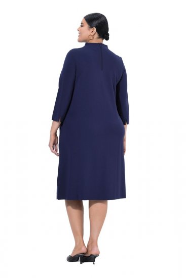 Ulla Popken 851664 Vestido de jersey evasê com bolsos Azul-marinho - Vestidos - Vestidos para todos os tamanhos