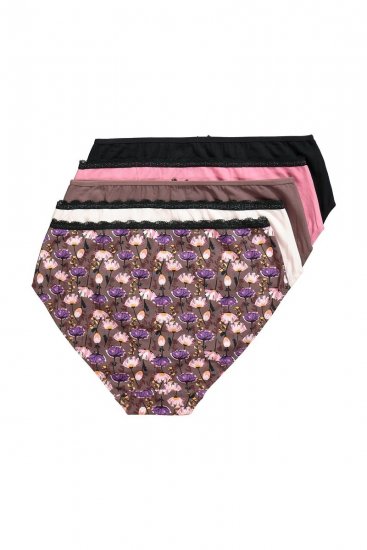 Ulla Popken 851711 Cuecas com flores pack de 5 Castanho - Cuecas - 